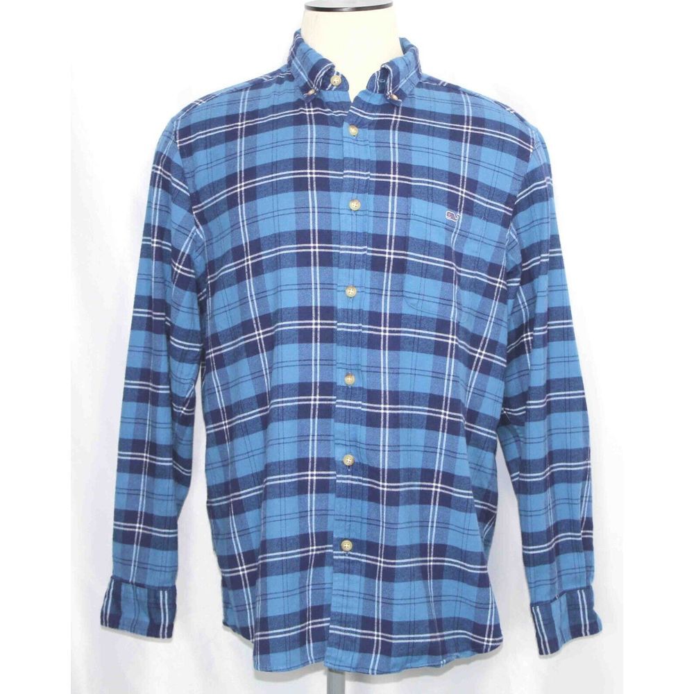 Vineyard Vines Classic Fit Stretch Flannel Plaid Shirt Mens Size L‎